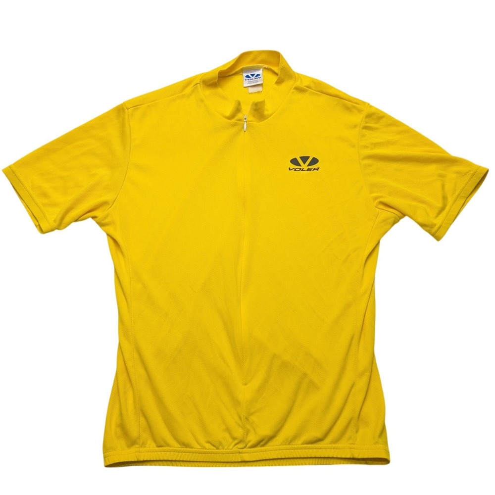 Voler Cycling Jersey Mens Large Yellow Short Sleeve Quarter Zip Road Bike